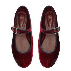 SCHUTZ Red Velvet Flats with Strap